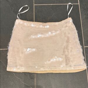 Superdown Sequin Beige Skirt